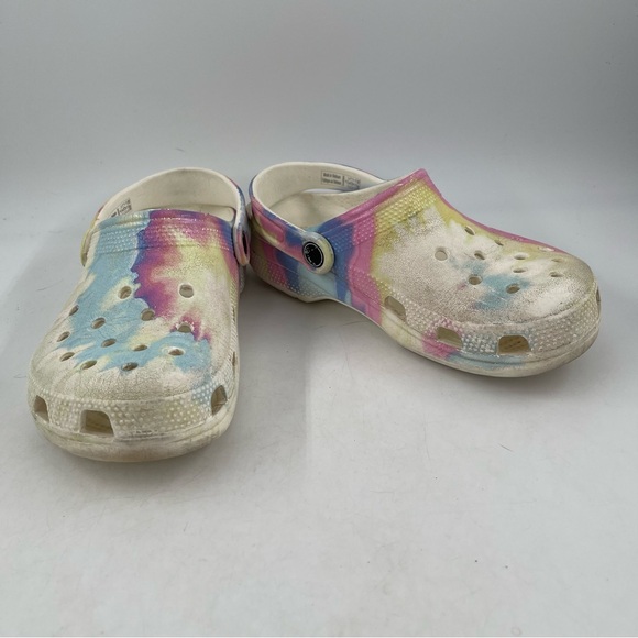 Crocs Unisex Kids Classic Clogs Rainbow Tie Dye Junior Size 3 - (basically a 3Y) - Picture 6 of 11